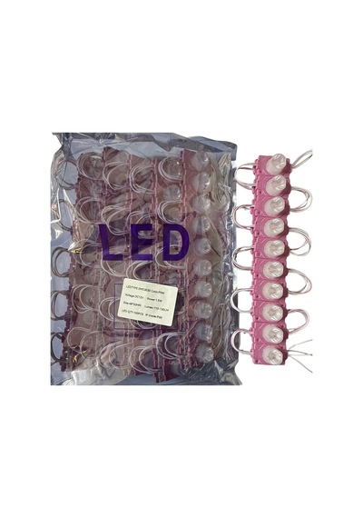 100 Adet 12 Volt 1.5 Watt Tek Lensli Pembe 3030 Led Modül Ip65 1 Paket