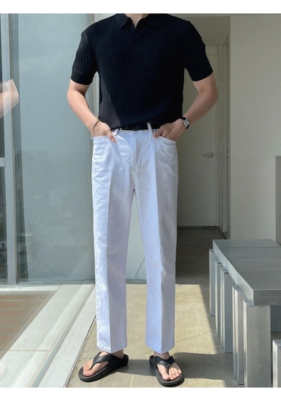 Erkek Fitilli Polo Yaka Triko T-shirt Siyah