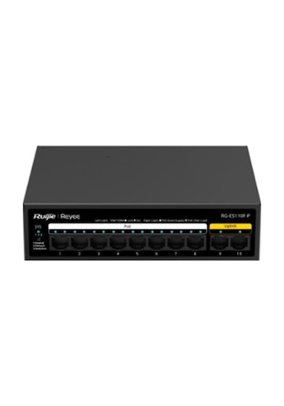 Ruıjıe Reyee Rg-es110f-p 10 Port, 8 Port Megabit Poe, 110w, 2 Port Uplink, Metal Kasa Switch