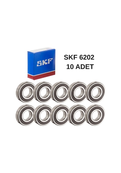 Skf 6202-2rsh/c3 Sabit Bilyalı Rulman 15x35x11 Mm - 10 Adet