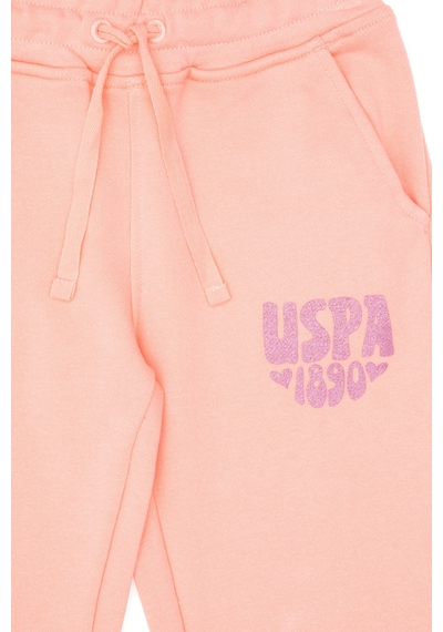 U.S. Polo Assn. Kız Çocuk Neon Pembe Simli Baskı Detaylı Jogger Eşofman Altı 50316849-VR105