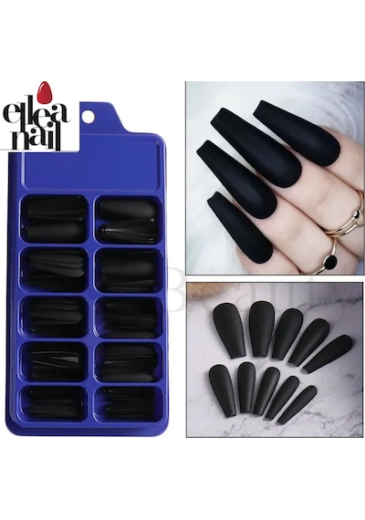 Ellea Nail Balerın Takma Tırnak 100'lü Mat Siyah