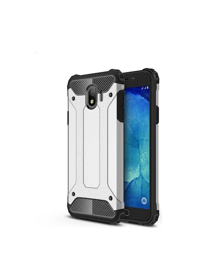 Kilifone - Samsung Uyumlu Galaxy J4 - Kılıf Çift Katman Zırh Tank Crash Military Kapak - Gri