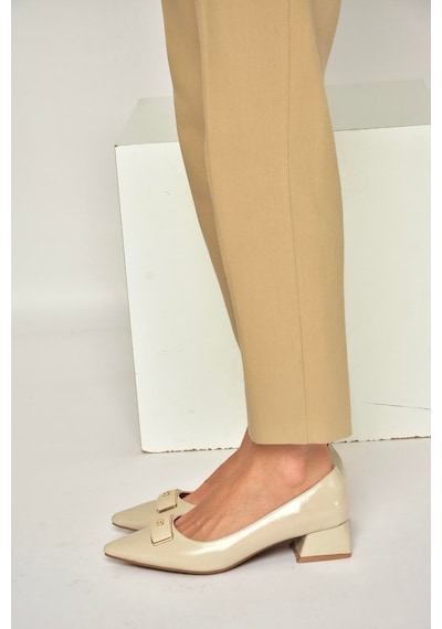 Fox Shoes Y820771260 Ten Rustik Alçak Topuklu Kadın Ayakkabı Ten