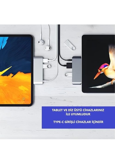 C Hub 4 Port 85w Pd Type-c Port 4k 30hz Veya 1080p 60hz Hdmı 1 Adet Usb 3.0 Port Şarj Ve Veri Transfer 3.5mm Jak Kulak