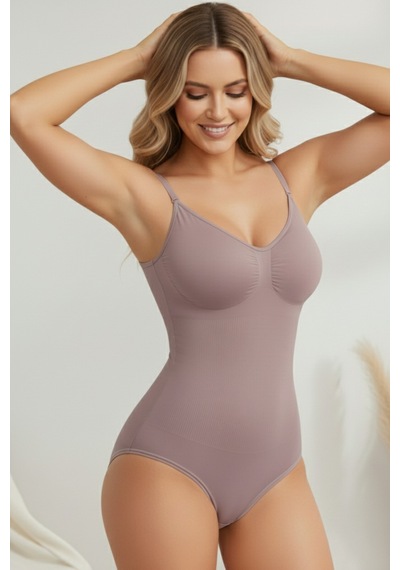 Mistirik Mamey Model Örme Kumaş Toparlayıcı Çıtçıtlı Body Gül Kurusu Renk Zıbın 4