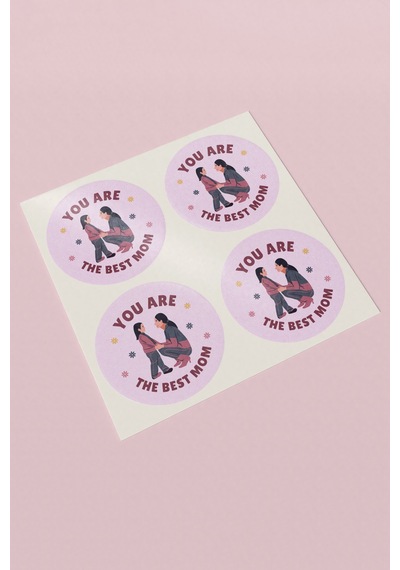 Best Mom Anneler Günü Sticker 3x3cm St2381 Çok Renkli