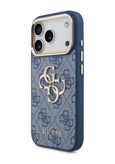 Apple Uyumlu iPhone 18 Pro Kılıf Guess Lisanslı Gold Metal Kamera Çerçeveli Metal Büyük 4g Ve Yazı Logolu Mavi