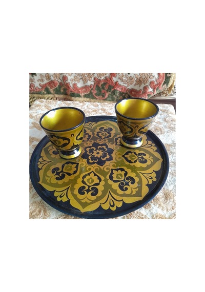 Rusya Tabak Ve Kadehler Sarı
