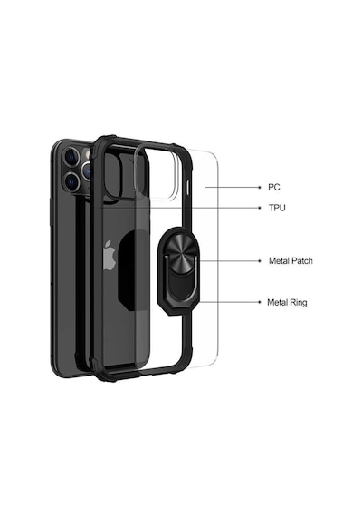Apple Uyumlu iPhone 12 Pro Max Kılıf Şeffaf Sararmaz Yüzüklü Mola Kapak
