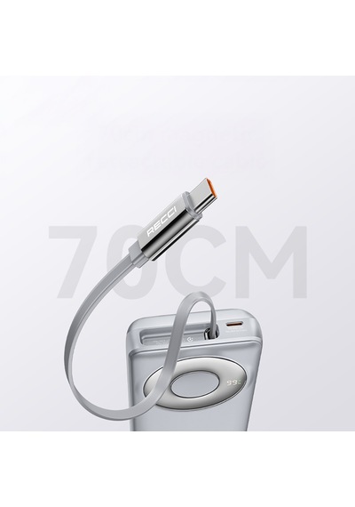 Recci Rpb-p72 Hızlı Şarj Özellikli Type-c Kablolu Powerbank 65w 20.000mah Gri