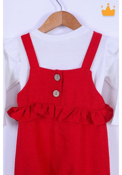 Babyhola Kız Bebek Çocuk Salopet Badi Takım 2338 Kırmızı