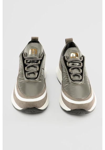 Mubiano Kadın Anorak Sneaker Süet Detaylı Kalın Tabanlı Bağcıklı Mito Gri Gri