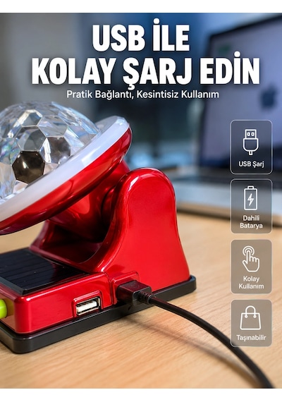 Mey İthalat Güneş Enerjili Led Disco Lamba Şarjlı Rgb Parti Ve Dekoratif Aydınlatma Lambası Diğer