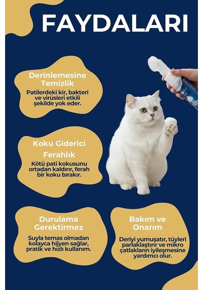 Cleapet Doğal Pati Temizleme Köpüğü 200 Ml Fırça Başlıklı, Durulamasız Kedi Ve Köpek Bakımı Bitkisel, Probiyotik, Vegan Susuz Şampuan