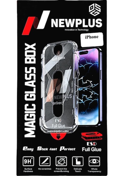 Apple Uyumlu   iPhone 16 Tam Kaplayan Siyah Çerçeveli Magic Ekran Koruyucu Cam Kolay Uygulama Aparatlı