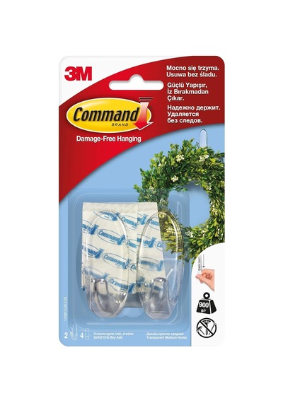 Command 17091 Şeffaf Askı, Orta Boy Çok Renkli