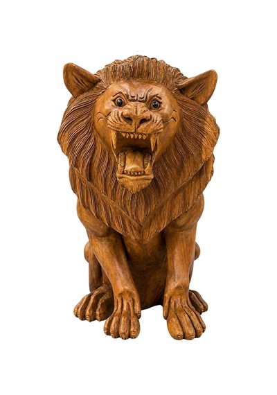 Maun Ağacı Ahşap El Oyması Aslan Figürü 60 Cm No.4 Standart