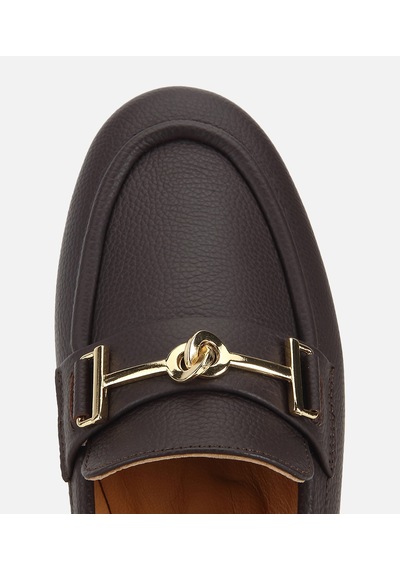Hotiç Kadın Deri Kahverengi Yumuşak Dokulu Tokalı Klasik Loafer