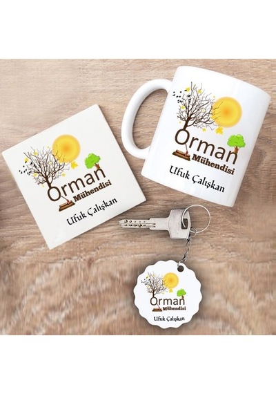 Orman Mühendisi Hediye Seti Kupa Bardak+Altlık+Anahtarlık
