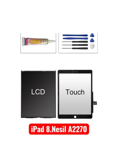 Apple iPad Uyumlu  8.nesil A2270 Lcd İç Ekran + Dokunmatik Set Tamir Seti +yapıştırıcı