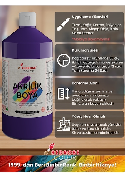 Red Rose Ara Renkler Akrilik Boya 4'lü Set 4 x 1 KG