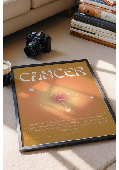 Cancer Yengeç Burcu Çerçeveli Tablo Aura Enerji Renkleri Astrolojik Takım Yıldızı Sembolü