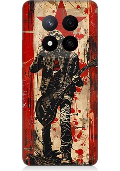Redmi Note 14 Pro Plus Uyumlu Kırmızı Gitar  Desenli Silikon Kılıf