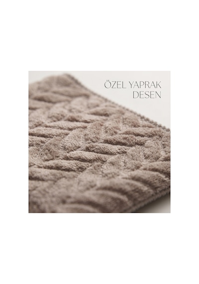 Premium Soft Vizon Gri Yaprak Desenli Peluş Mikrofiber Bez 30x40 Cm - Çok Amaçlı Ev, Ofis Ve Oto İçin