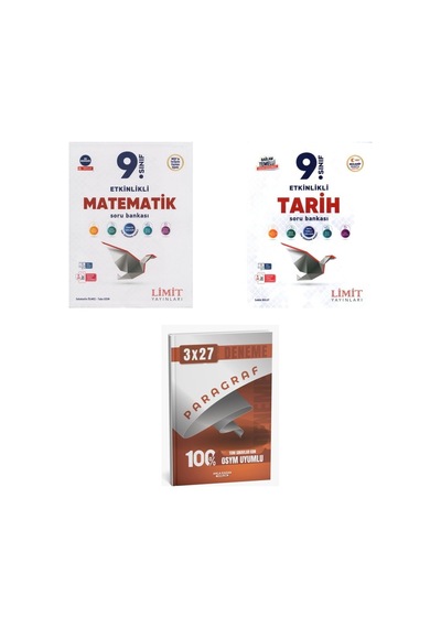 2027 Limit 9. Sınıf Matematik + Tarih Etkinlikli Maarif Soru + Anla Kazan Paragraf Deneme 3'lü Set