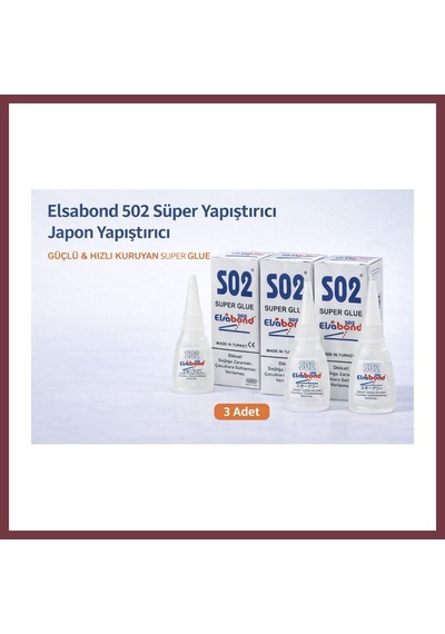 Storeşahin Elsabond 502 Süper Yapıştırıcı Japon Yapıştırıcı 20g Güçlü Hızlı Kuruyan Super Glue 3 Adet Shn0720