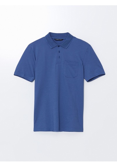 Lcwaıkıkı Classic İndigo Polo Yaka Kısa Kollu Merserize Görünümlü Erkek Tişört