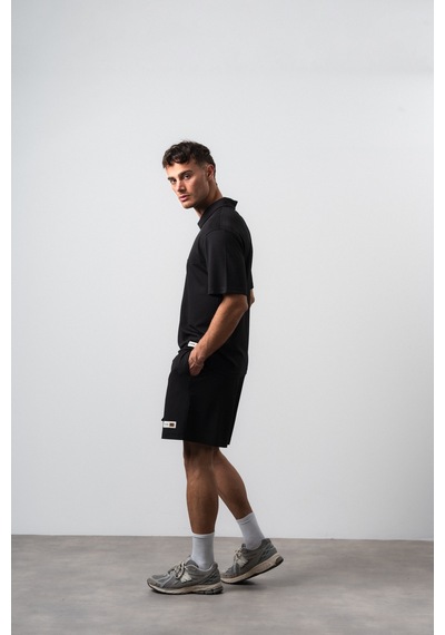 Erkek Polo Yaka Regular Fit T-shirt Şort Takım Siyah