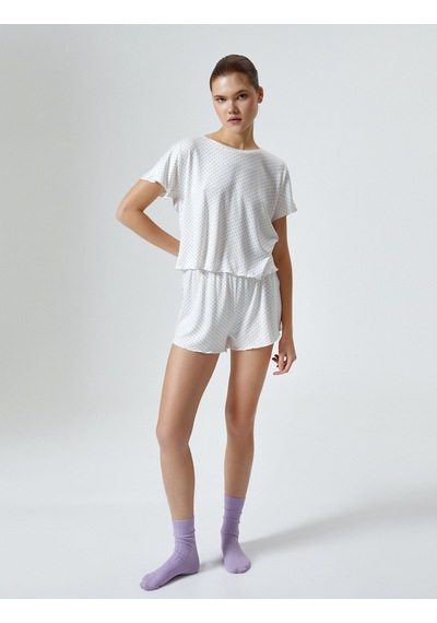 Koton Şortlu Pijama Takımı Puantiyeli Fitilli Kısa Kollu Viskon Lila 4slk40026mk 4SLK40026MK360 Lila Koton Şortlu Pijama Takımı Puantiyeli Fitilli Kısa Kollu Viskon Lila 4slk40026mk 4SLK40026MK360 Lila