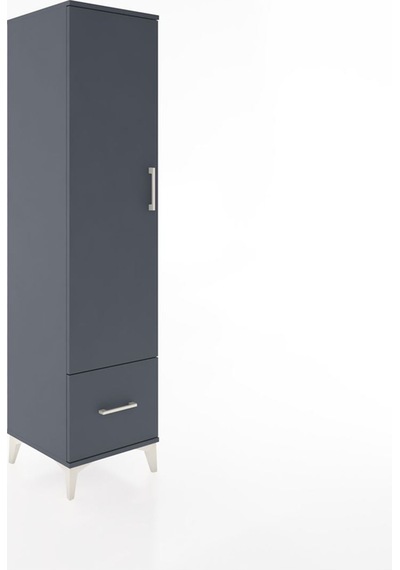 Hyperion Dolap 4 Raflı Tek Çekmeceli Tek Kapaklı 44x44x182 Antrasit-antrasit Antrasit