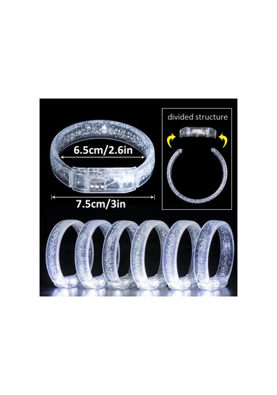 Beyaz-gümüş Led Işıklı Baskı Yapılabilen Pilli Bileklik Bilezik 1,5 Cm Genişlik Diğer