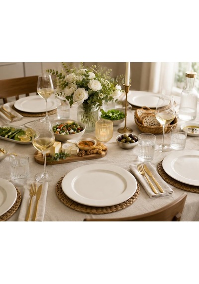 Banquet Porselen Düz Yemek Tabağı, 27 Cm, 6'li Set, İç Mekan Kullanımı İçin Çok Renkli