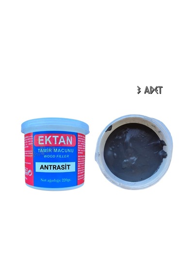 Ektan Masif Ve Ahşap Tamir Macunu Antrasit 220 Gr. - 3 Adet Antrasit