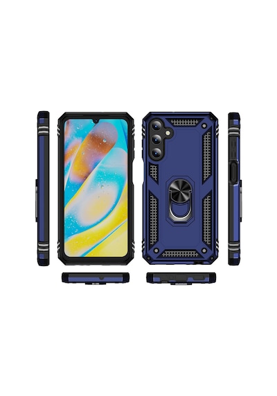 Galaxy Uyumlu A15 Kılıf Kamera Koruyucu Manyetik Standlı Tank Koruma Pazarplus Mavi