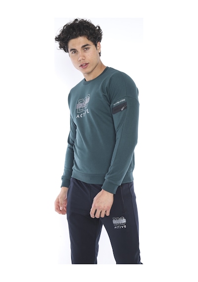 Erkek Spor Slimfit Yeşil Sweatshirt Takım Yeşil