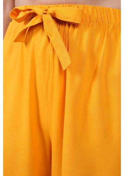 Polologin Butik Sarı Belden Bağlamalı Bol Paça Pantolon Sarı