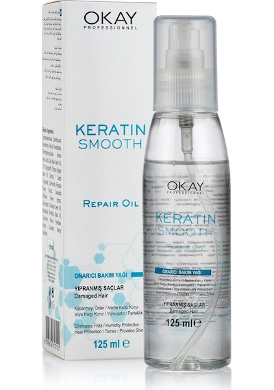 Okay Keratin Smooth Onarıcı Bakım Yağı Yıpranmış Saçlar 125 ML