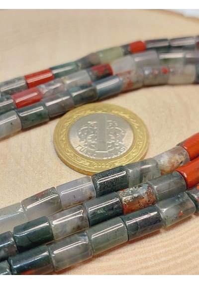 Bileklik Boy Kan Taşı Silindir Kesim 5.5x7.5mm Yarım Dizi 49320 18cm Uzunluğundadır Çok Renkli