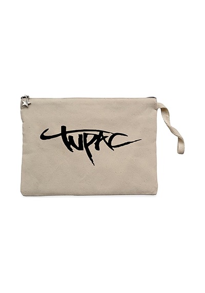 Tupac Logo 2 Krem Clutch Astarlı Cüzdan / El Çantası Krem