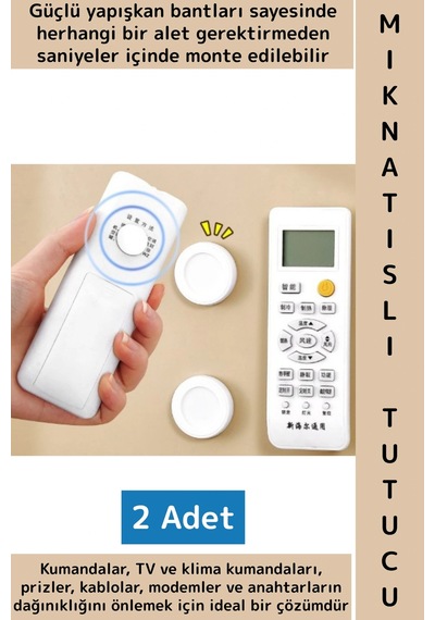 Kendinden Yapışkanlı Ev Ofis Kumanda Telefon Model Küçük Eşya Çok Amaçlı Mıknatıslı Tutucu 2 Adet