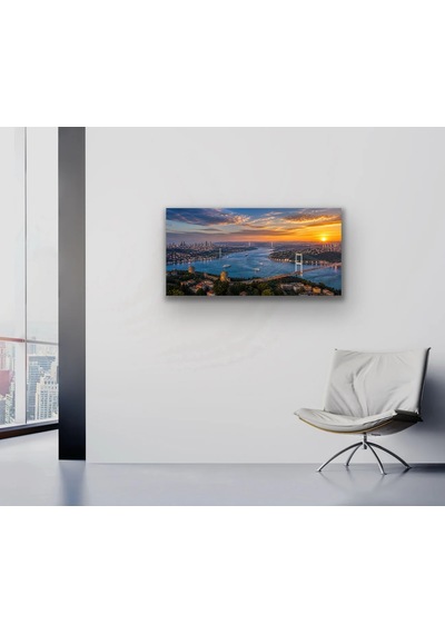 3 Boğaz Manzaralı İstanbul Kanvas Tablo 40x80 Cm Çok Renkli