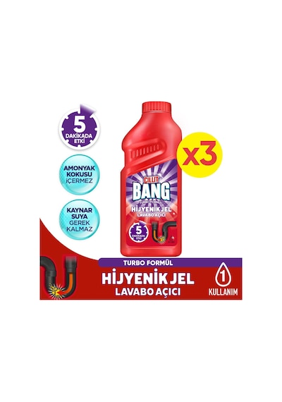 Cillit Bang Turbo Hijyenik Gider Lavabo Açıcı Jel 3 x 500 ML