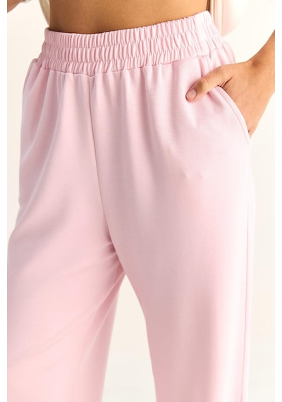 Shade Kadın Şal Detaylı Basic T-shirt Beli Lastikli Bol Pantolon Alt-üst Modal Takım 4116 60286084 - Pembe-beyaz Çok Renkli