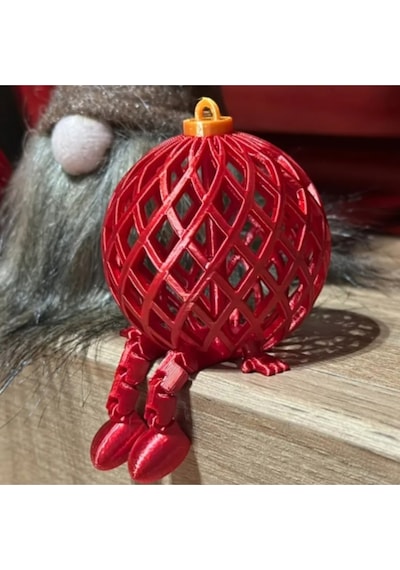 Hareketli Bacaklı Kırmızı Örgü Desenli Yılbaşı Süsü 4 Adet - 3d Baskı Dekor