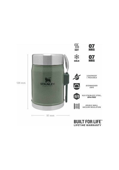 Stanley Klasik Paslanmaz Çelik Yemek Termosu Kaşıklı 0,40 Lt - Hammertone Green